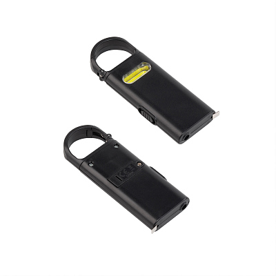 Фонарик "Spark" с рулеткой и карабином, черный (Чёрный)