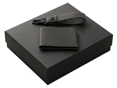 Подарочный набор Long River: кошелек, ремешок для ключей (Чёрный)