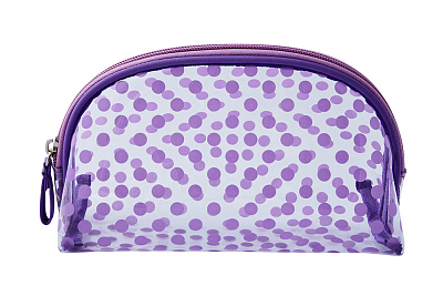 Косметичка Dewal Beauty серия "Горох", фиолетовая 19х8,5х11,5см