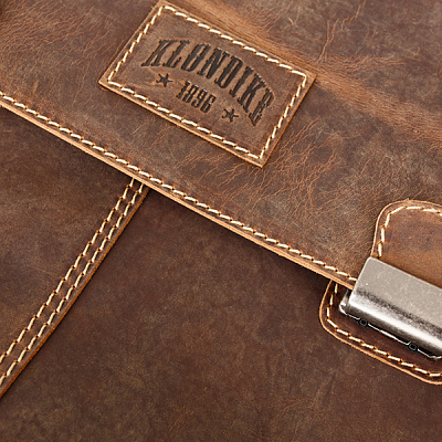 Портфель KLONDIKE Native, натуральная кожа в коричневом цвете, 40 х 11 х 31 см