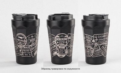 Термостакан "Legend_Вояж" 390 мл с индикацией температуры, покрытие пудра, черный