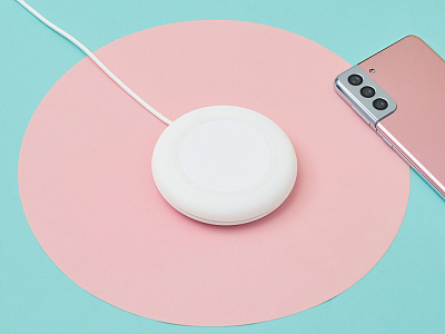 Беспроводное зарядное устройство Disc со встроенным кабелем 2 в 1 (Белый)