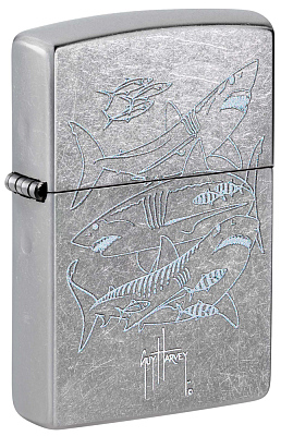 Зажигалка ZIPPO Guy Harvey с покрытием Street Chrome, латунь/сталь, серебристая, 38x13x57 мм (Серебристый)