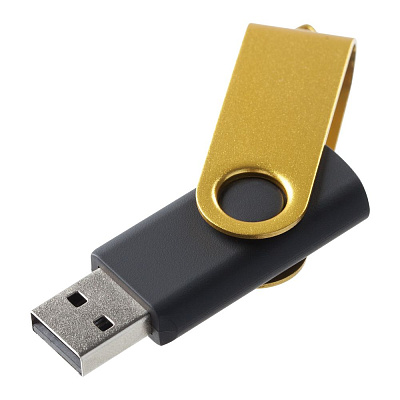 Флешка Twist Color, черная с желтым, 16 Гб (Желтый)