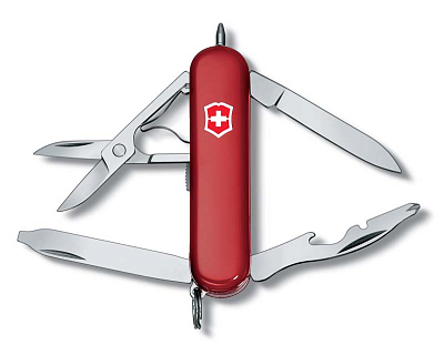 Нож-брелок VICTORINOX Midnight Manager, 58 мм, 10 функций, красный
