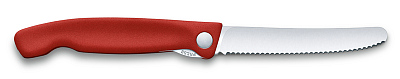 Нож для овощей VICTORINOX SwissClassic, складной, лезвие 11 см с волнистой кромкой, красный