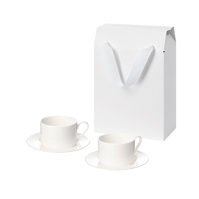Подарочный набор Mokko в коробке-пакете (две чайных пары) (Белый)