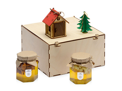 Подарочный набор Decoration Deluxe с двумя видами меда (Натуральный, зеленый, красный)