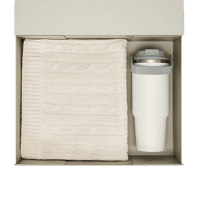 Подарочный набор Монтана (Montana), белый (плед, термокружка)