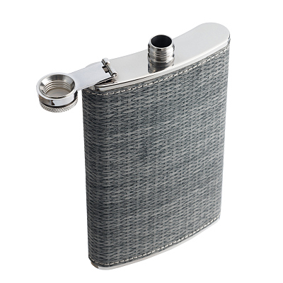 Фляга S.Quire 0,27 л, сталь+искусственная кожа, серая