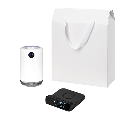 Подарочный набор Bliss, Rigel, черный (увлажнитель воздуха, зарядное устройство) (Белый, черный)