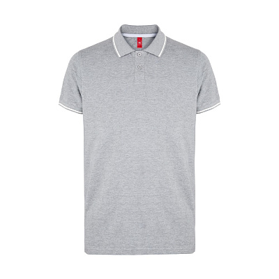 Рубашка-поло мужская SPECTRUM, короткий рукав 195 (Серый меланж, белый)