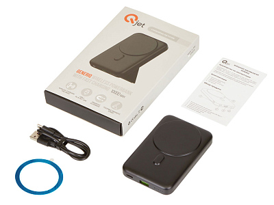 Магнитный внешний беспроводной аккумулятор GenerIQ,QC/PD, 10000 мАч