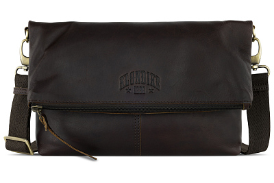 Сумка через плечо KLONDIKE RUSH «Jessica», натуральная кожа в темно-коричневом цвете 30х20/33х4,5 см (Коричневый)