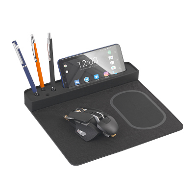 Настольная подставка с беспроводным зарядным устройством, черный (Чёрный)