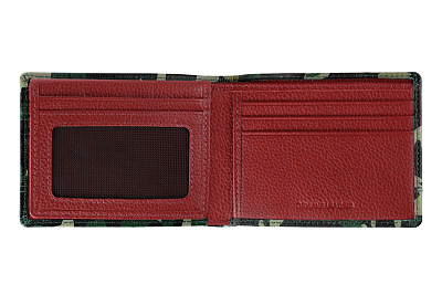 Портмоне ZIPPO, зелёно-чёрный камуфляж, натуральная кожа, 11,2×2×8,2 см