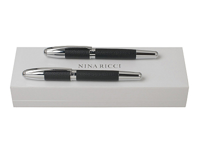 Подарочный набор Embrun: ручка перьевая, ручка роллер (Черный, серебристый)