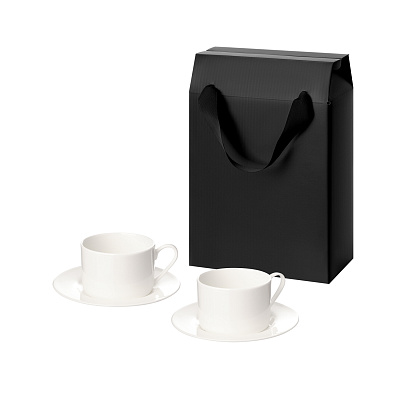 Подарочный набор Mokko в коробке-пакете (две чайных пары) (Черный, белый)