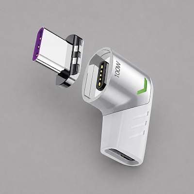 Адаптер USB-С - USB-C, магнитный (Белый)