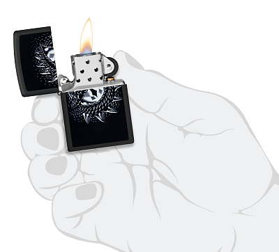 Зажигалка ZIPPO Dragon Eye с покрытием Black Light, латунь/сталь, черная,матовая 38x13x57 мм