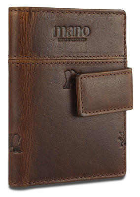 Портмоне Mano "Don Leon", натуральная кожа в коричневом цвете, 7,5 х 10,2 см