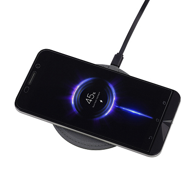 Настольное беспроводное зарядное устройство "Cool Gray", переработанный пластик (RPET), серый