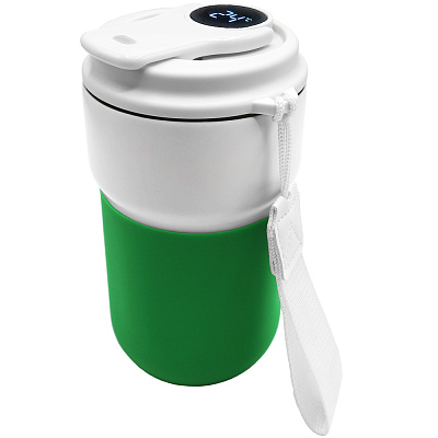 Термокружка вакуумная герметичная с дисплеем Clive To Go, белый/зелёный (Белый/зеленый)