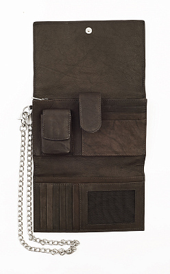 Бумажник байкера ZIPPO, цвет "мокко", натуральная кожа, 17x3,5x11 см