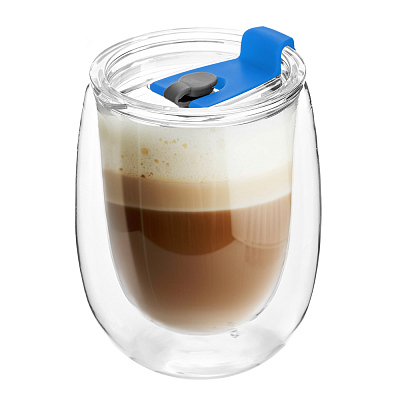 Стакан стеклянный Mango To Go, белый/синий (Белый/ синий)