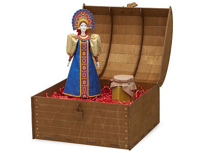 Подарочный набор: кукла фарфоровая, крем-мёд с лаймом и имбирем (Синий)