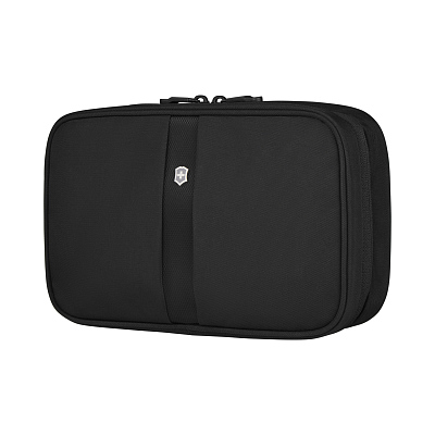 Несессер VICTORINOX TA 5.0 Zip-Around Travel Kit, 3 отделения, чёрный, нейлон, 28x8x18 см, 4 л