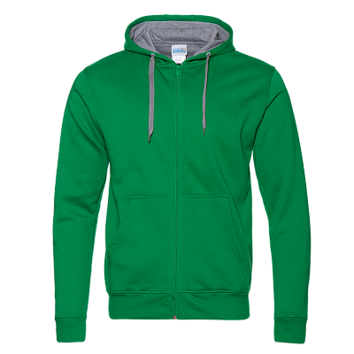 Толстовка мужская STAN с капюшоном на молнии футер с начёсом 280, 17 (Зелёный)
