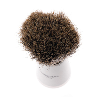 Бритвенный набор Mondial: станок, помазок, подставка; белая смола