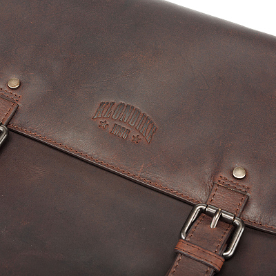 Сумка через плечо KLONDIKE DIGGER «Joe», натуральная кожа в темно-коричневом цвете, 28 x 32 x 8 см