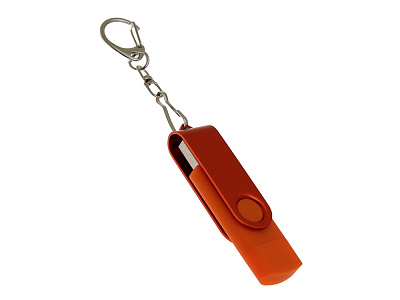 USB 3.0- флешка на 64 Гб с поворотным механизмом и дополнительным разъемом Type-C (Оранжевый)