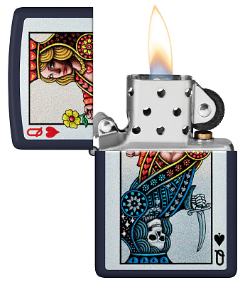 Зажигалка ZIPPO Queen Design с покрытием Navy Matte, латунь/сталь, синяя, матовая, 38x13x57 мм