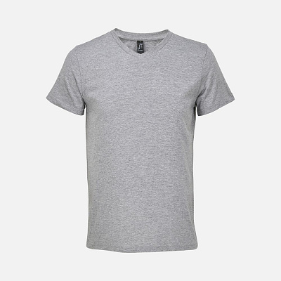 Футболка унисекс Regent с V-образным вырезом, белая (Серый меланж)