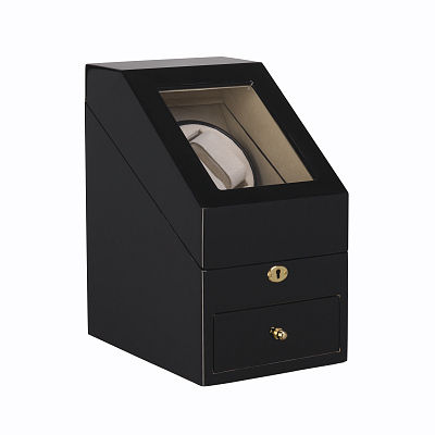 Шкатулка для часов с подзаводом, черный (Чёрный)