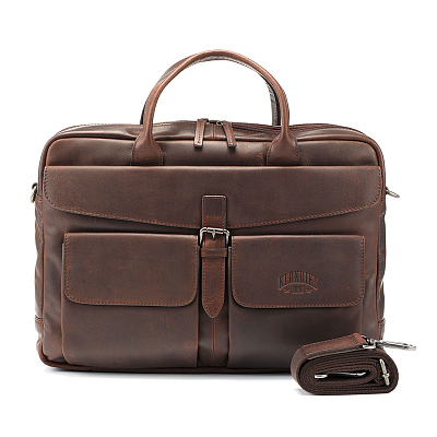 Сумка KLONDIKE DIGGER «Carl», натуральная кожа в темно-коричневом цвете, 42 x 30 x 9 см (Коричневый)