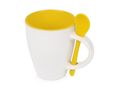 Кружка с ложкой Авеленго (Белый/желтый)