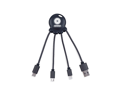 Зарядный кабель Octopus Light с подсветкой логотипа (Черный)