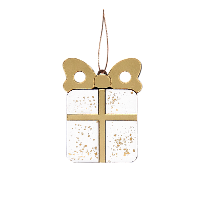 Ёлочная игрушка Подарочек (белый с золотым ) (Белый с золотым)