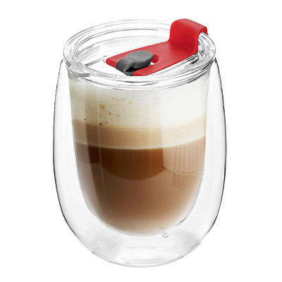 Стакан стеклянный Mango To Go  (Белый/красный)