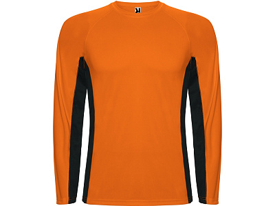 Футболка с длинным рукавом Shanghai мужская (Неоновый оранжевый/черный)