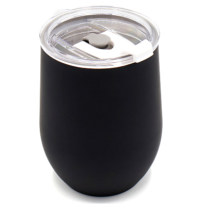 Термокружка с двойной стенкой SOFTO To Go софт-тач, черная/белая (Черный/белый)