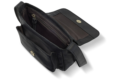 Сумка через плечо KLONDIKE RUSH «Monika», натуральная кожа в черном цвете, 20 х 15,5 х 8 см