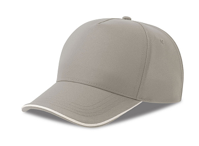 Бейсболка RECY FIVE PIPING, 5 клиньев, застежка-липучка (Серый, белый)