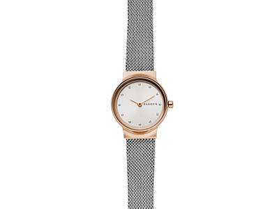 Часы наручные, женские (Корпус- розовое золото, циферблат- стальной, крепление- стальной)