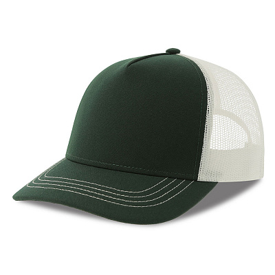 Бейсболка RAPPER CANVAS-S, 5 клиньев, пластиковая застёжка (Темно-зеленый, белый)