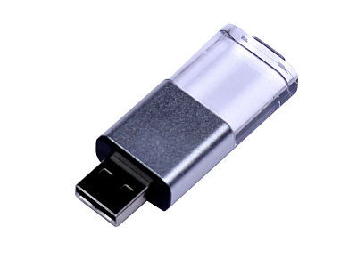 USB 2.0- флешка промо на 64 Гб прямоугольной формы, выдвижной механизм (Чёрный)